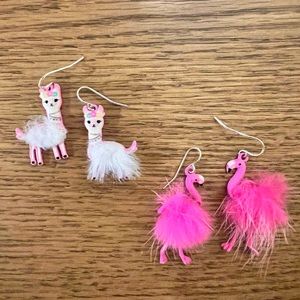 Flamingo & Llama Earrings - set of 2